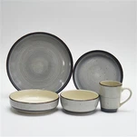 Dunkelblau gesprenkeltes handbemaltes Tafelservice