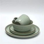 Tafelservice aus grün gesprenkeltem Eiscreme-Steinzeug